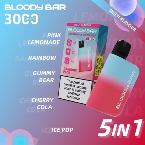 5 in 1 Bloody Bar 3000 Puffs Prefilled Pod (Pack of 5) Vape Club UK