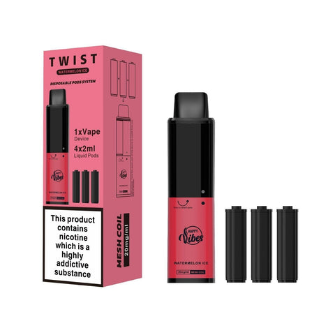 Happy Vibes Twist 2400 Disposable Vape Pod Kit Pack of 10 Vape Club UK