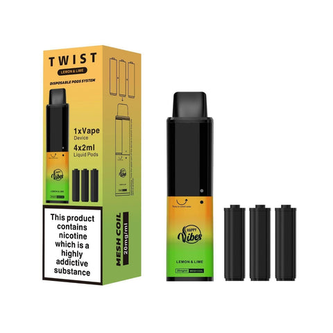 Happy Vibes Twist 2400 Disposable Vape Pod Kit Pack of 10 Vape Club UK