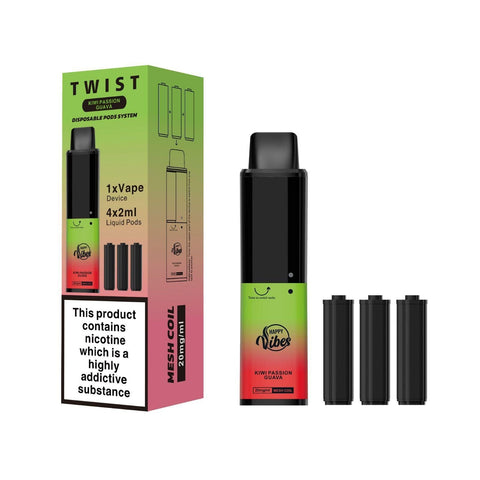 Happy Vibes Twist 2400 Disposable Vape Pod Kit Pack of 10 Vape Club UK