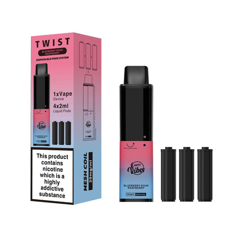 Happy Vibes Twist 2400 Disposable Vape Pod Kit Pack of 10 Vape Club UK