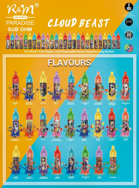 RandM Paradise 10,000 Puffs Disposable Vape - Pack of 10 vapeclubuk.co.uk